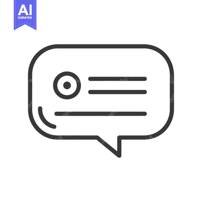 Aset desain premium: A simple black and white graphic depicting a message bubble