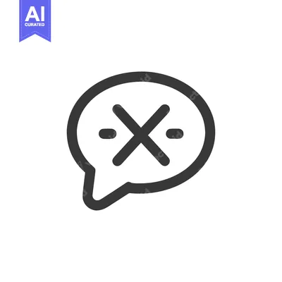 Aset desain premium: Speech Bubble with Cross and Dashes: Minimalist Communication Icon