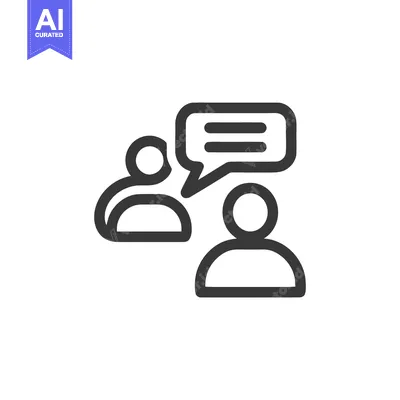 Aset premium populer: Minimalist Icon of Two People Communicating with Speech Bubble