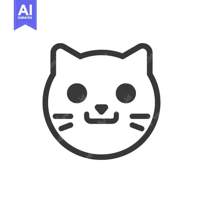 Aset premium populer: A simple black and white graphic of a cat head