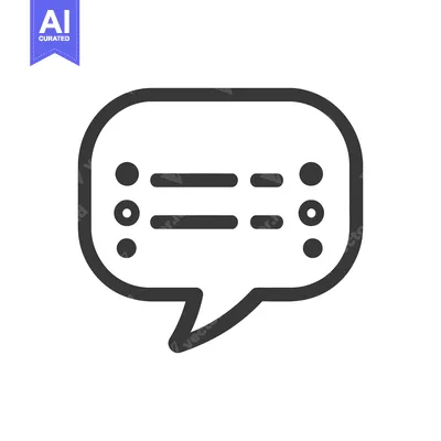 Premium design asset: Simple icon representing a speech bubble with lines and dots