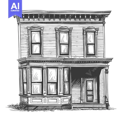Aset premium populer: Classic Victorian Style House Architectural Drawing