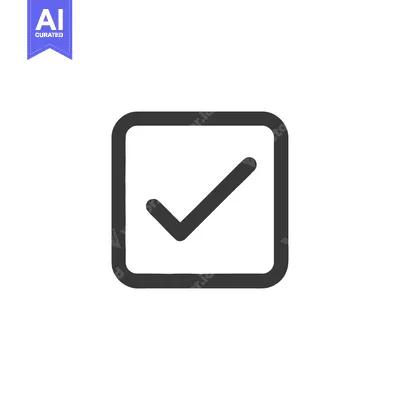 Aset premium populer: Simple Check Mark Icon Inside Square Box, Dark Gray on White Backgroun