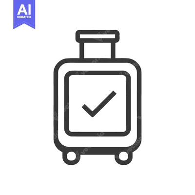 Aset premium populer: Checked Luggage Icon: Simple Black and White Travel Symbol