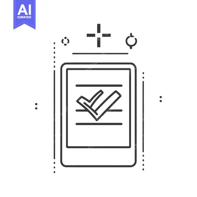 Aset premium populer: A document with lines and a check mark represents completion