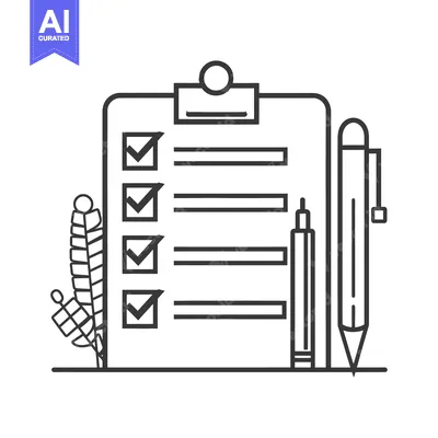Aset desain premium: A clipboard with checklist items and pens beside it