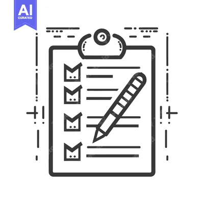 Aset desain premium: Illustration showing a clipboard with completed checklist and writing