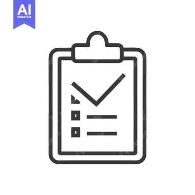 Premium design asset: Minimalist Clipboard Icon with Checkmark and List, Outline Style