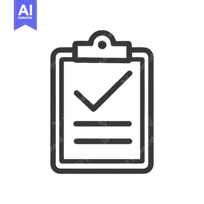 Aset premium populer: Minimalist Clipboard Icon with Checkmark and Lines on White Background