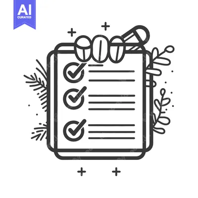 Aset premium populer: A stylized checklist graphic with checked items and floral accents