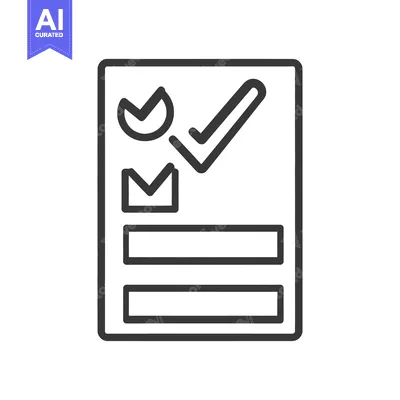 Aset desain premium: A graphic outline of a document with checkmarks and boxes