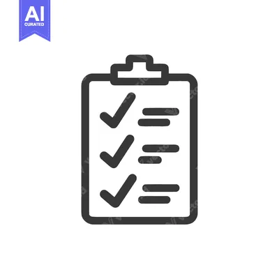 Aset desain premium: Completed Checklist Icon: Dark Gray Clipboard with Checkmarks and Line