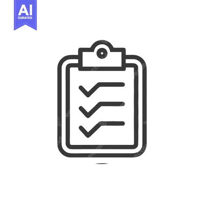 Aset premium populer: Minimalist Clipboard Icon with Checkmarks on White Background