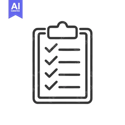 Aset premium populer: Minimalist Clipboard Icon with Checkmarks and Lines, Dark Outline