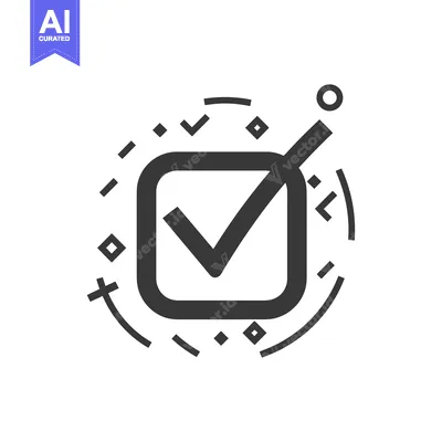 Aset desain premium: Checkmark in a Square with Geometric Shapes