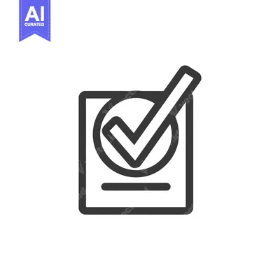 Aset desain premium: Checkmark inside a circle within a square frame