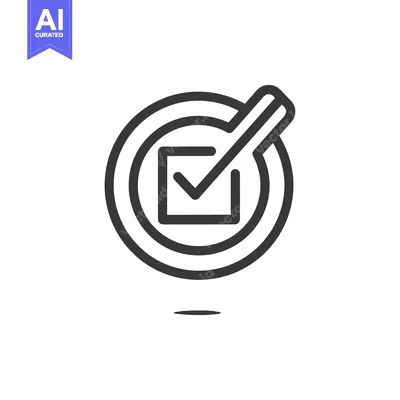 Aset desain premium: Checkmark within a square surrounded by two circles