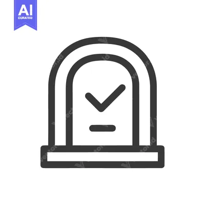 Aset premium populer: Minimalist Checkmark Icon: Rounded Archway with Approval Symbol, Dark