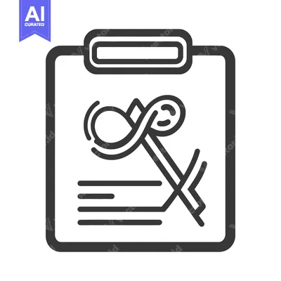 Aset premium populer: A black and white drawing of a medical symbol on clipboard