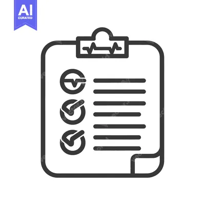 Premium design asset: Black and white icon of a medical checklist document