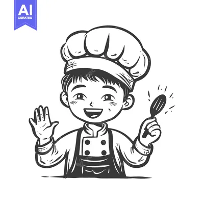 Aset premium populer: Cheerful Cartoon Chef Holding a Spoon and Waving