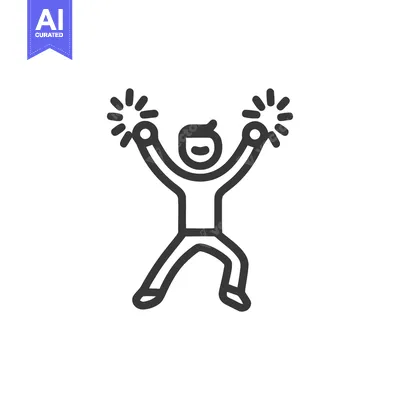 Popular premium asset: Joyful Celebration: Line Art of Person with Sparklers, Arms Raised in