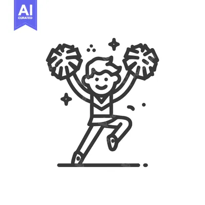 Aset premium populer: Cheerful Cheerleader Icon with Pom-poms and Sparkling Energy