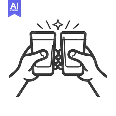 Aset premium populer: Two hands toasting with glasses of a liquid beverage