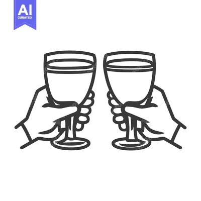 Premium design asset: Two hands are clinking wine glasses together in a toast