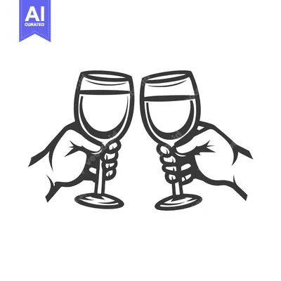 Premium design asset: Two hands hold wine glasses clinking together to toast