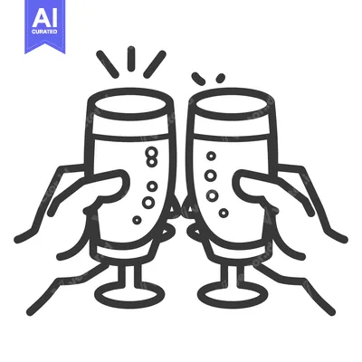 Aset premium populer: Two champagne glasses are clinking in a celebratory toast