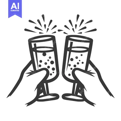 Aset premium populer: Two hands raising champagne glasses in a celebratory toast