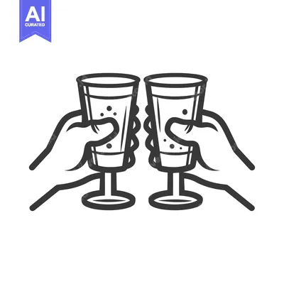Aset desain premium: Two hands are toasting with glasses of a fizzy beverage