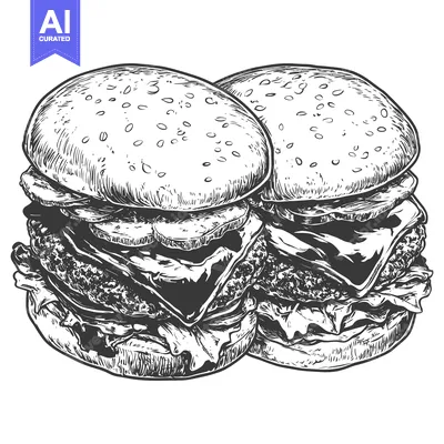Aset desain premium: Delicious Double Cheeseburgers Ready To Eat