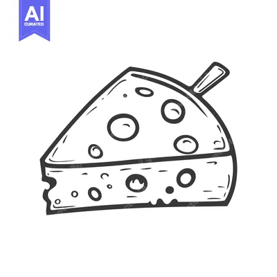 Premium design asset: A simple sketch illustration of a triangle cheese slice with holes