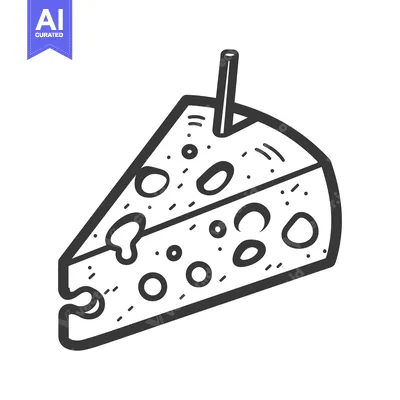 Aset desain premium: A single triangular slice of swiss cheese with a toothpick