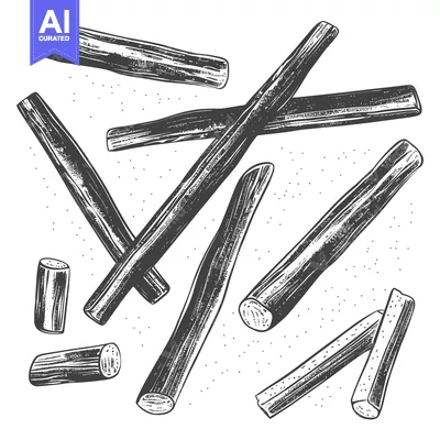 Aset premium populer: Scattered pieces of licorice candy sticks