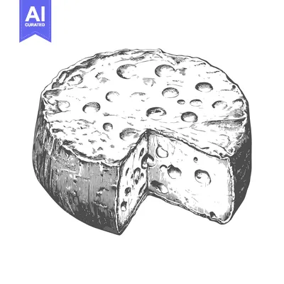 Aset premium populer: Hand Drawn Illustration Of A Round Cheese Wheel