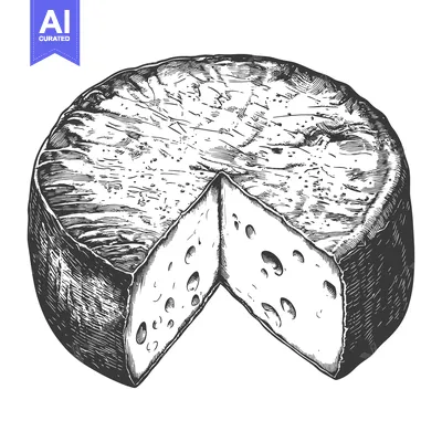 Premium design asset: A wheel of cheese sliced showing its interior