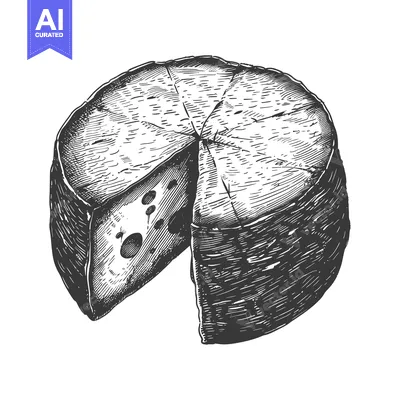 Popular premium asset: A wheel of cheese sliced showing interior texture