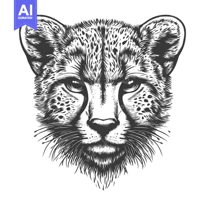 Popular premium asset: Cheetah Head Illustration in Black and White