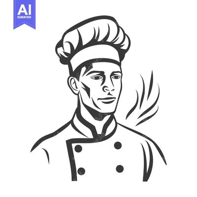 Premium design asset: A professional looking chef wearing a hat and uniform proudly