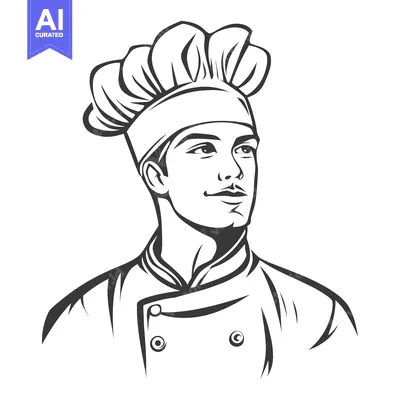 Aset premium populer: A handsome male chef wearing his tall traditional hat