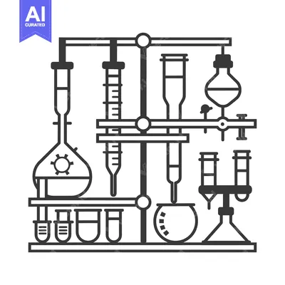 Aset desain premium: Chemical Laboratory Equipment Setup with Flasks, Pipettes, and Test Tu