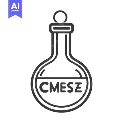 Aset desain premium: A black and white illustration depicts a science flask bottle