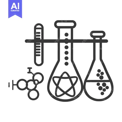 Chemistry Experiment with Beakers, Flasks, and Molecular Structure