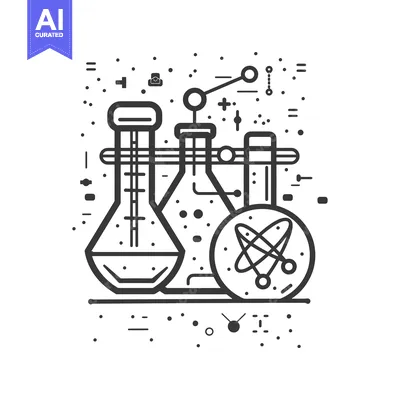 Aset premium populer: Chemistry Lab Equipment with Atom Illustration