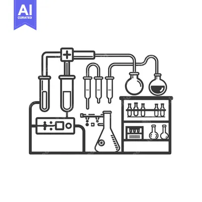 Aset premium populer: Chemistry Lab Equipment with Beaker, Flasks, and Tubes