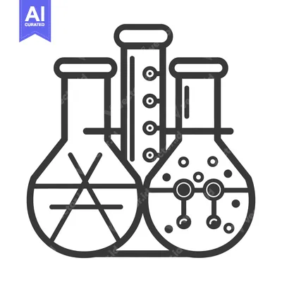 Premium design asset: An illustration shows three different laboratory flasks in line