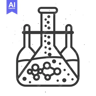 Aset premium populer: Illustration depicts lab glassware with chemical compounds inside it